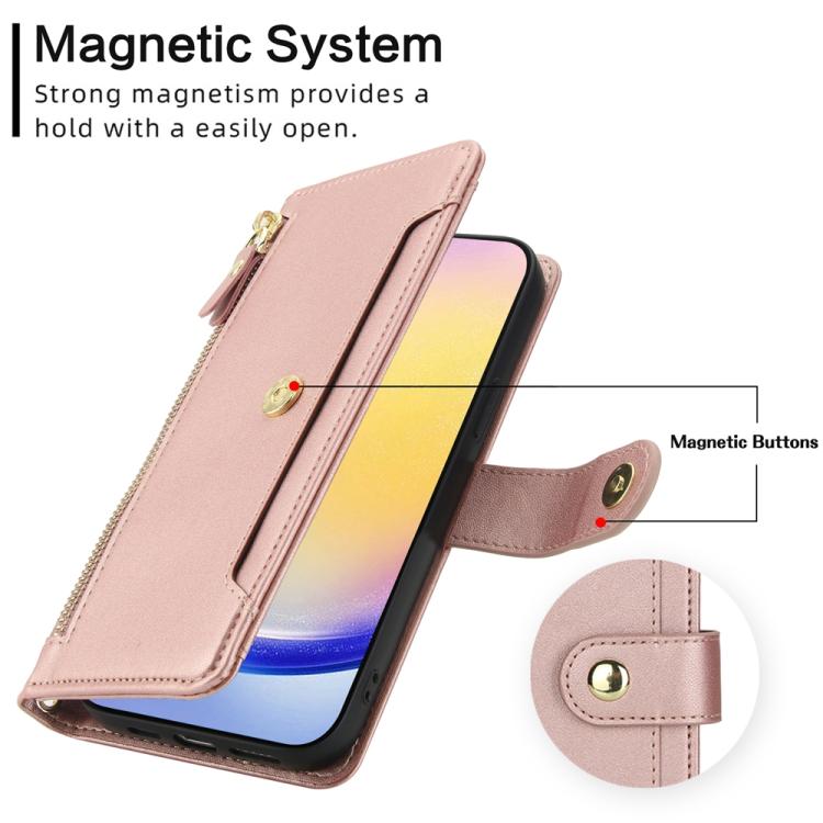 For Samsung Galaxy A25 5G Seven Card Slots Zipper Wallet Leather Phone Case with Lanyard