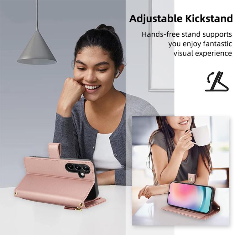 For Samsung Galaxy A24 4G Seven Card Slots Zipper Wallet Leather Phone Case with Lanyard