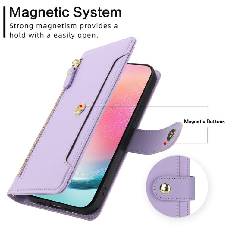 For Samsung Galaxy A24 4G Seven Card Slots Zipper Wallet Leather Phone Case with Lanyard