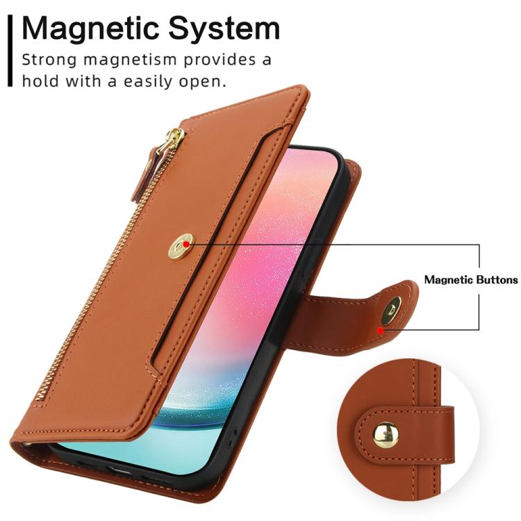 For Samsung Galaxy A24 4G Seven Card Slots Zipper Wallet Leather Phone Case with Lanyard