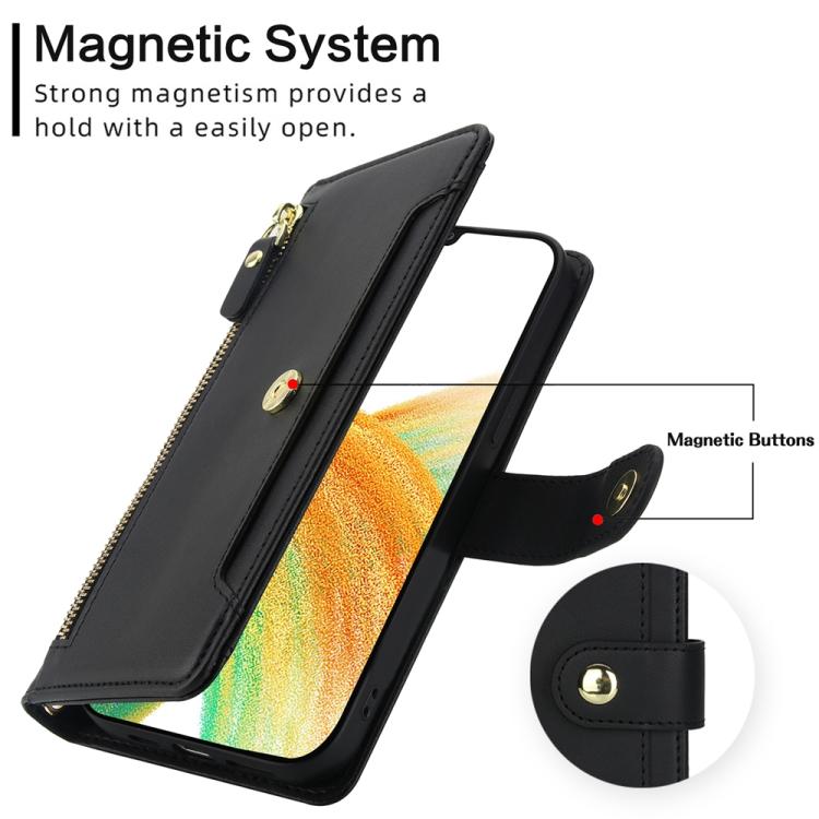 For Samsung Galaxy A33 5G Seven Card Slots Zipper Wallet Leather Phone Case with Lanyard