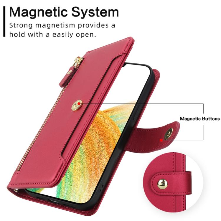 For Samsung Galaxy A33 5G Seven Card Slots Zipper Wallet Leather Phone Case with Lanyard