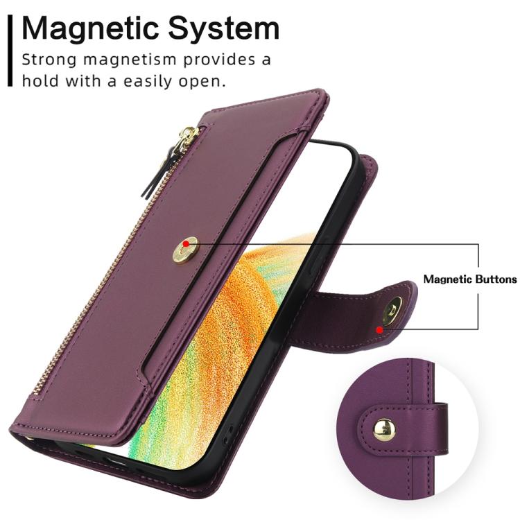 For Samsung Galaxy A33 5G Seven Card Slots Zipper Wallet Leather Phone Case with Lanyard