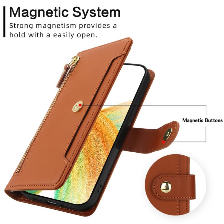 For Samsung Galaxy A33 5G Seven Card Slots Zipper Wallet Leather Phone Case with Lanyard
