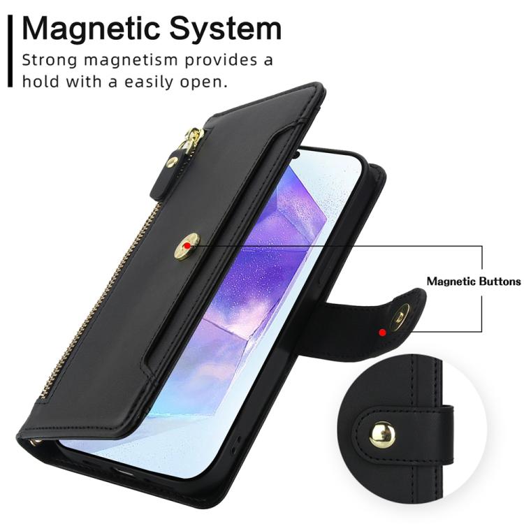For Samsung Galaxy A35 5G Seven Card Slots Zipper Wallet Leather Phone Case with Lanyard