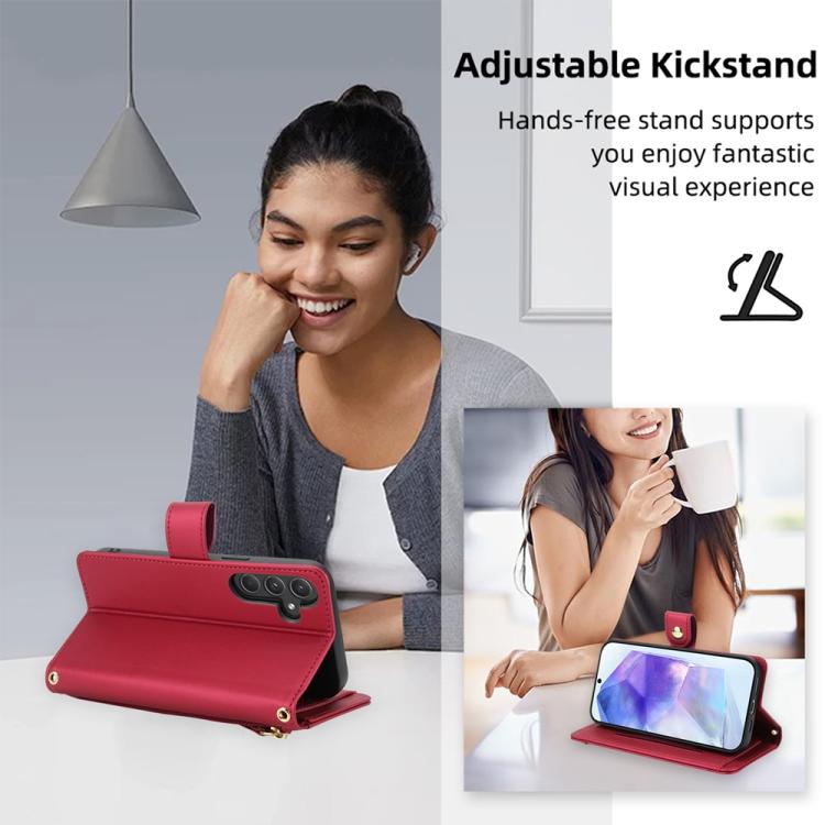 For Samsung Galaxy A35 5G Seven Card Slots Zipper Wallet Leather Phone Case with Lanyard