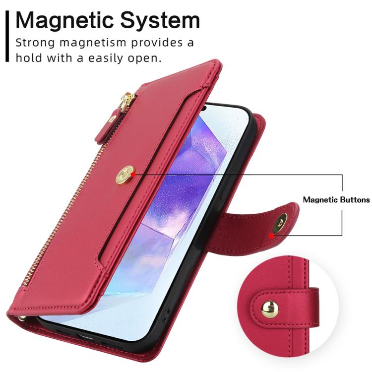 For Samsung Galaxy A35 5G Seven Card Slots Zipper Wallet Leather Phone Case with Lanyard