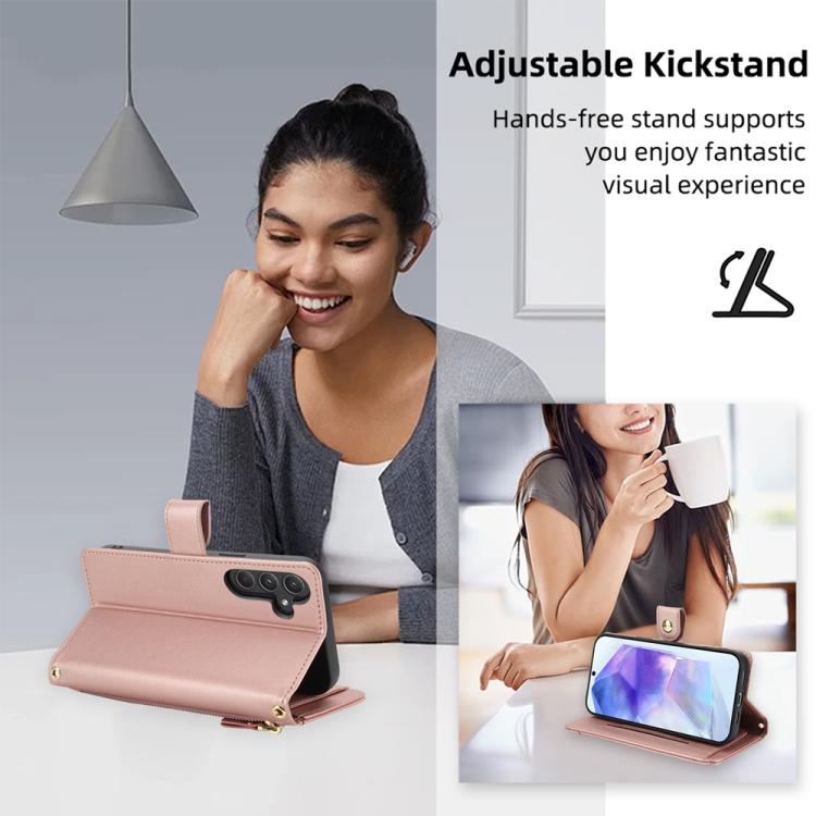 For Samsung Galaxy A55 5G Seven Card Slots Zipper Wallet Leather Phone Case with Lanyard