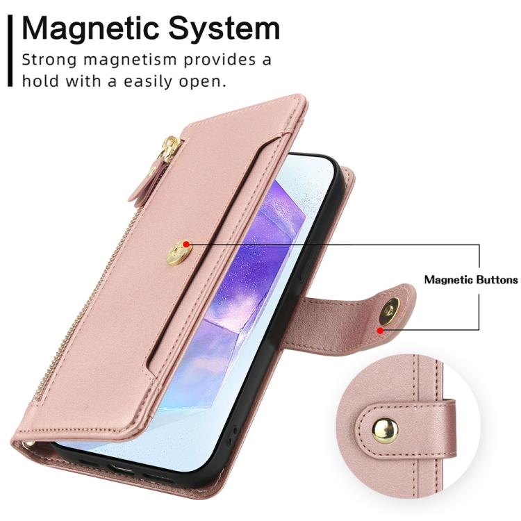 For Samsung Galaxy A55 5G Seven Card Slots Zipper Wallet Leather Phone Case with Lanyard