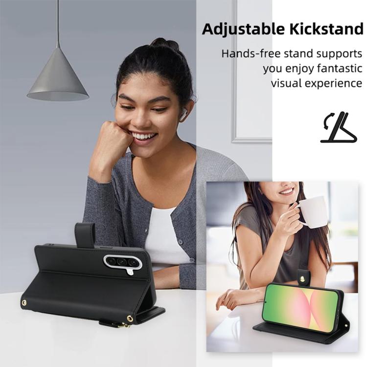 For Samsung Galaxy A36 5G Seven Card Slots Zipper Wallet Leather Phone Case with Lanyard