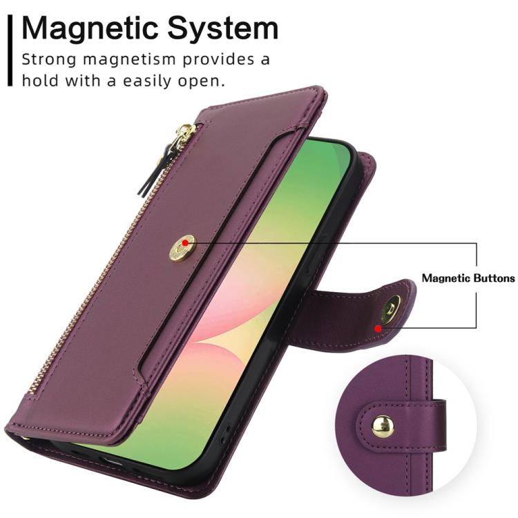 For Samsung Galaxy A36 5G Seven Card Slots Zipper Wallet Leather Phone Case with Lanyard