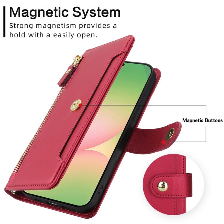 For Samsung Galaxy A56 5G Seven Card Slots Zipper Wallet Leather Phone Case with Lanyard