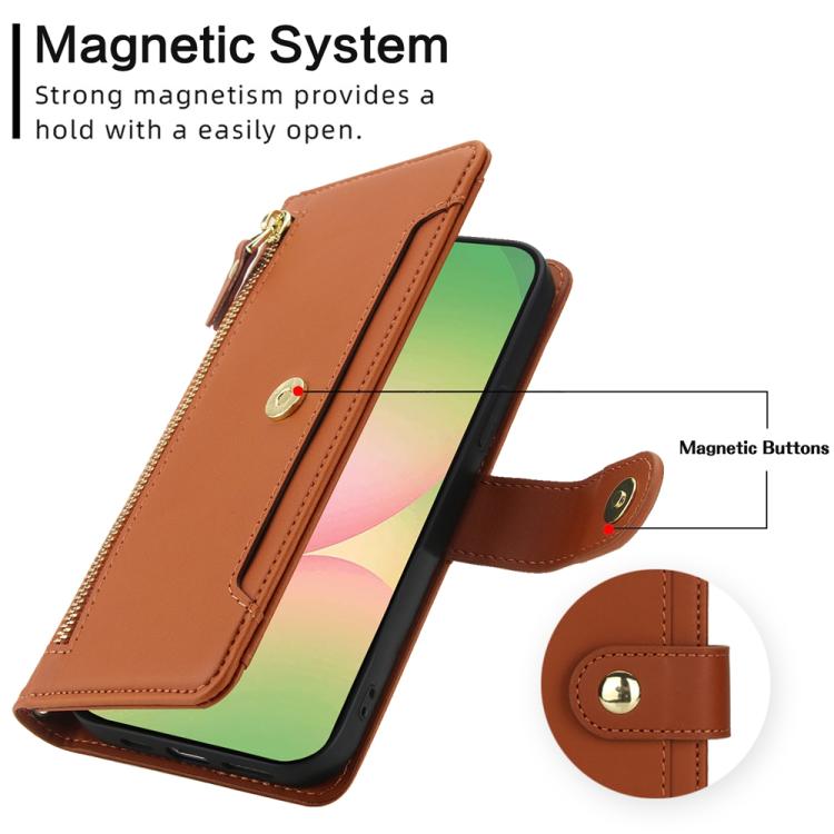 For Samsung Galaxy A56 5G Seven Card Slots Zipper Wallet Leather Phone Case with Lanyard