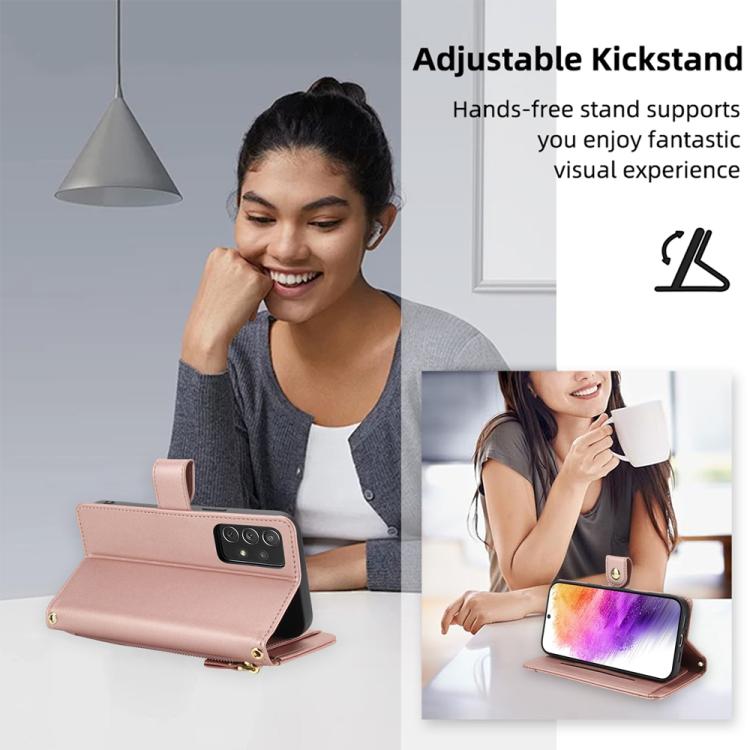 For Samsung Galaxy A73 Seven Card Slots Zipper Wallet Leather Phone Case with Lanyard