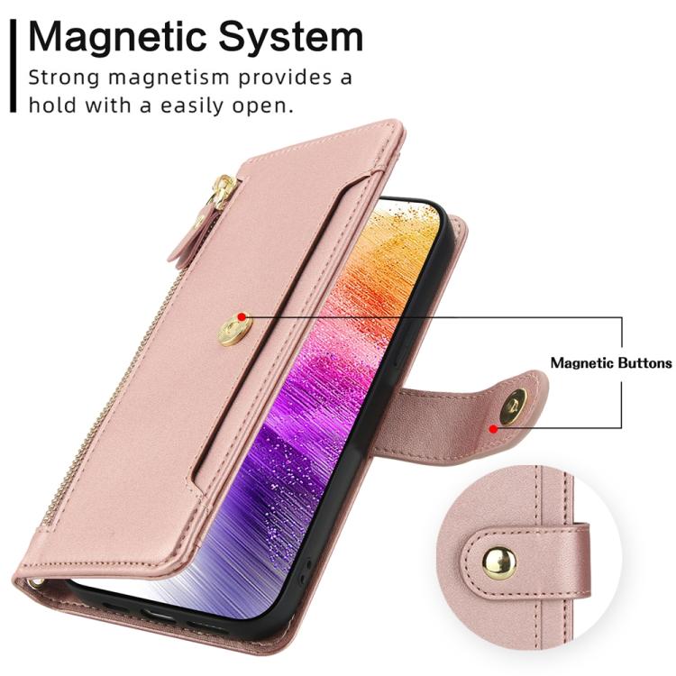 For Samsung Galaxy A73 Seven Card Slots Zipper Wallet Leather Phone Case with Lanyard