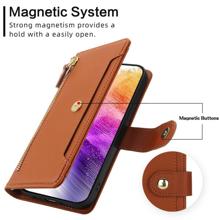 For Samsung Galaxy A73 Seven Card Slots Zipper Wallet Leather Phone Case with Lanyard