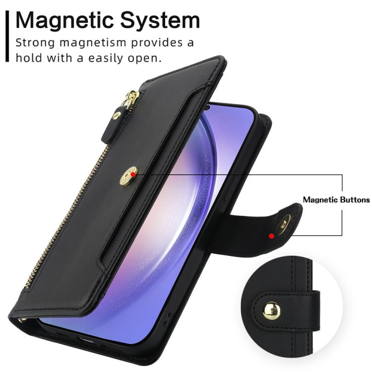 For Samsung Galaxy A54 5G Seven Card Slots Zipper Wallet Leather Phone Case with Lanyard