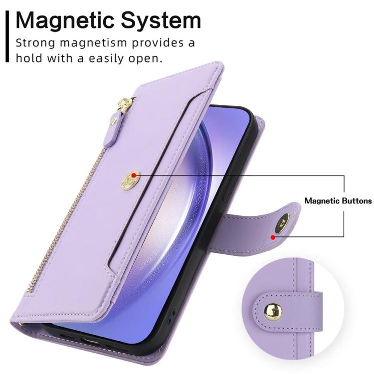 For Samsung Galaxy A54 5G Seven Card Slots Zipper Wallet Leather Phone Case with Lanyard