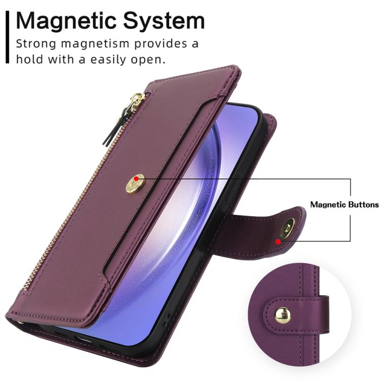 For Samsung Galaxy A54 5G Seven Card Slots Zipper Wallet Leather Phone Case with Lanyard