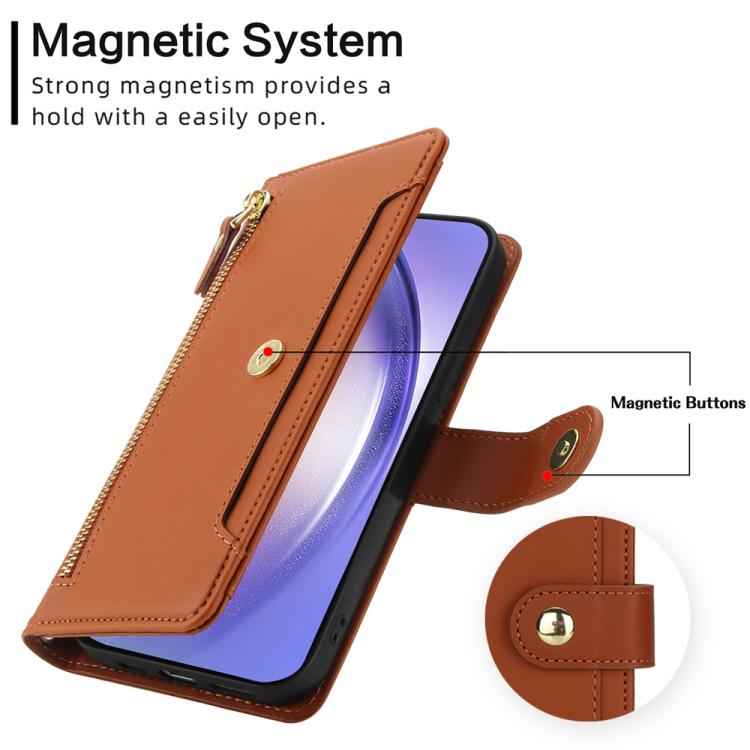 For Samsung Galaxy A54 5G Seven Card Slots Zipper Wallet Leather Phone Case with Lanyard