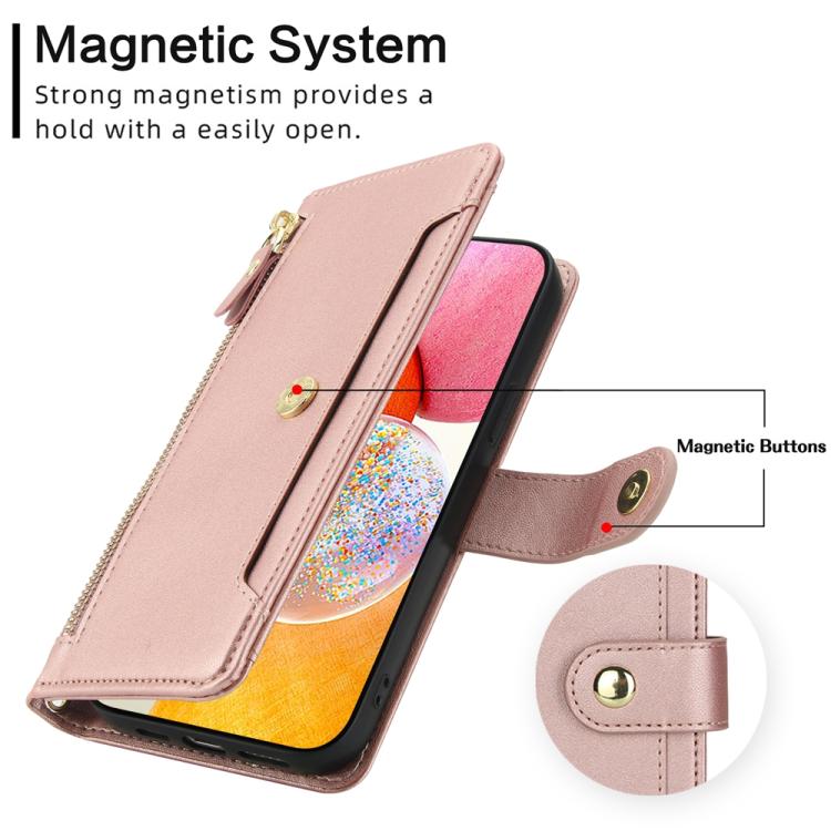 For Samsung Galaxy A14 5G / 4G Seven Card Slots Zipper Wallet Leather Phone Case with Lanyard
