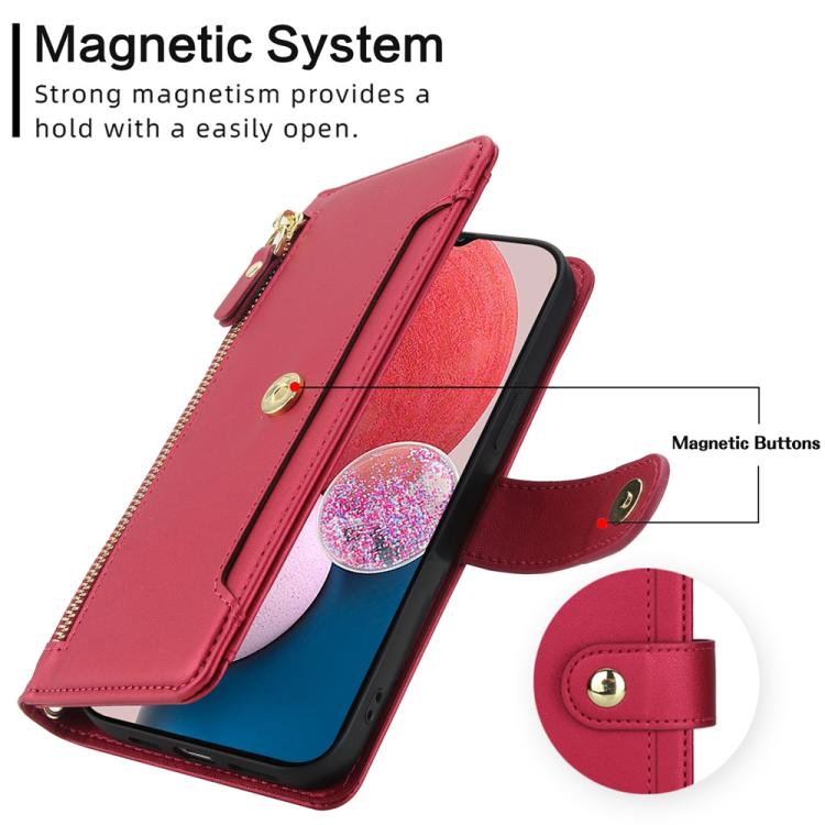 For Samsung Galaxy A13 / M13 5G / A04 / A04s Seven Card Slots Zipper Wallet Leather Phone Case with Lanyard
