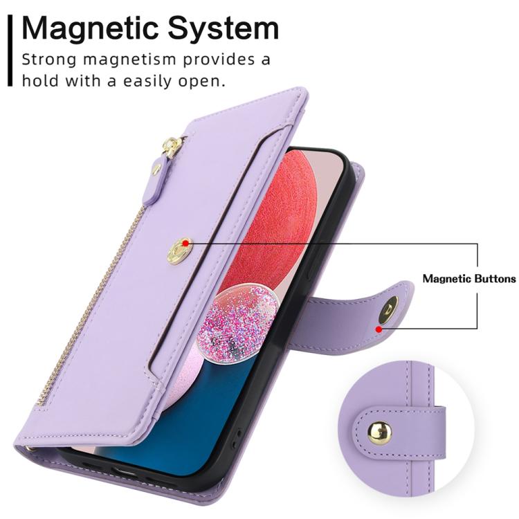 For Samsung Galaxy A13 / M13 5G / A04 / A04s Seven Card Slots Zipper Wallet Leather Phone Case with Lanyard
