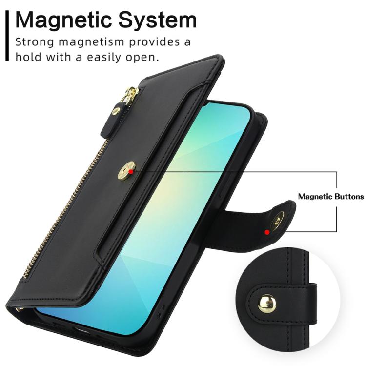 For Samsung Galaxy A06 / A07 Seven Card Slots Zipper Wallet Leather Phone Case with Lanyard