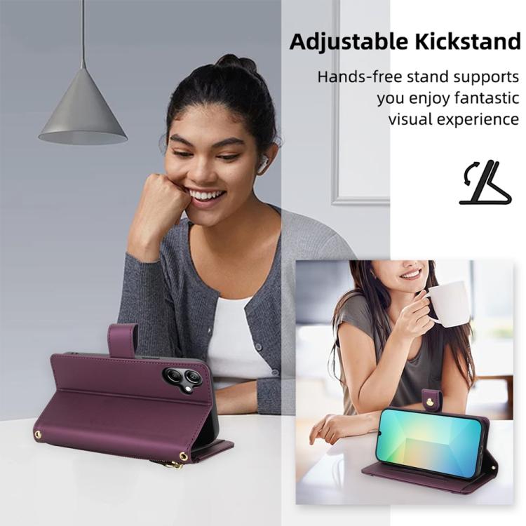 For Samsung Galaxy A06 / A07 Seven Card Slots Zipper Wallet Leather Phone Case with Lanyard