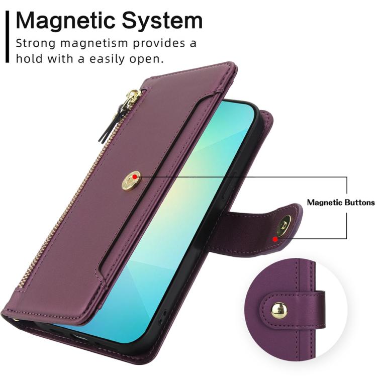 For Samsung Galaxy A06 / A07 Seven Card Slots Zipper Wallet Leather Phone Case with Lanyard