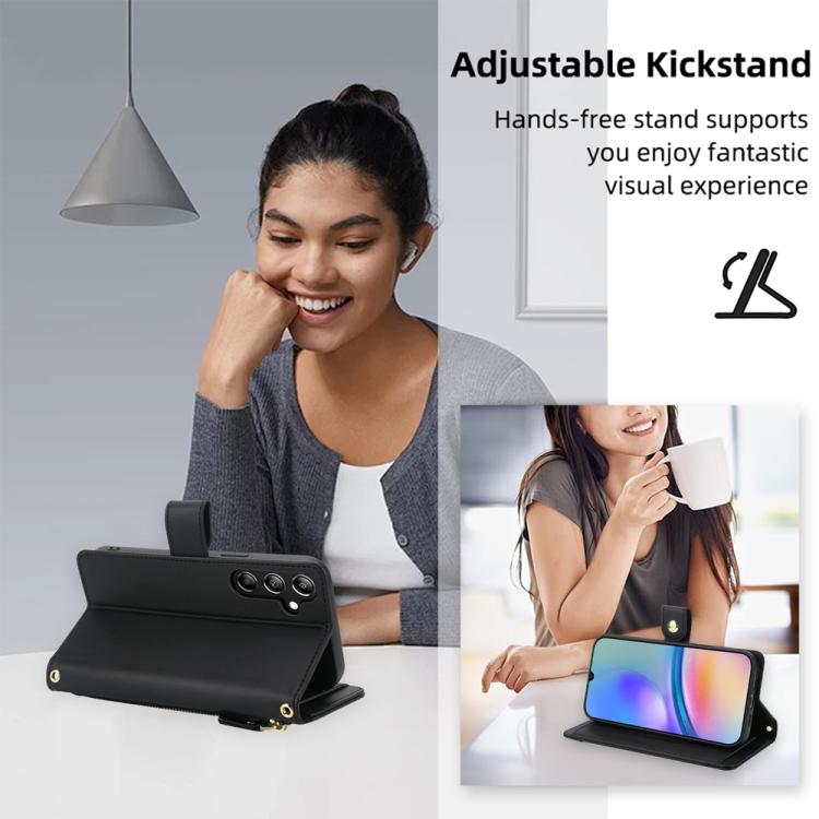 For Samsung Galaxy A05s Seven Card Slots Zipper Wallet Leather Phone Case with Lanyard