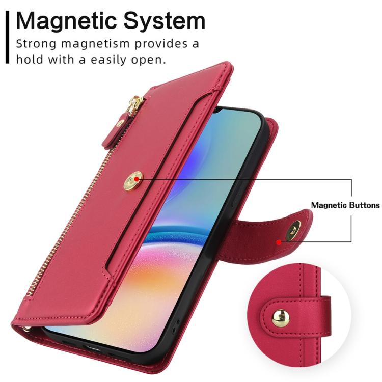 For Samsung Galaxy A05s Seven Card Slots Zipper Wallet Leather Phone Case with Lanyard