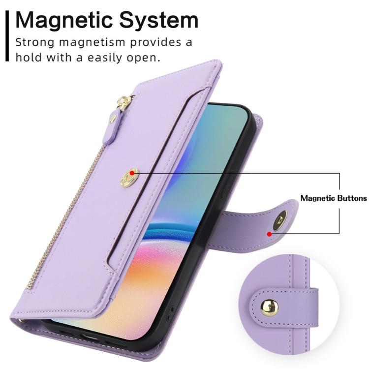 For Samsung Galaxy A05s Seven Card Slots Zipper Wallet Leather Phone Case with Lanyard
