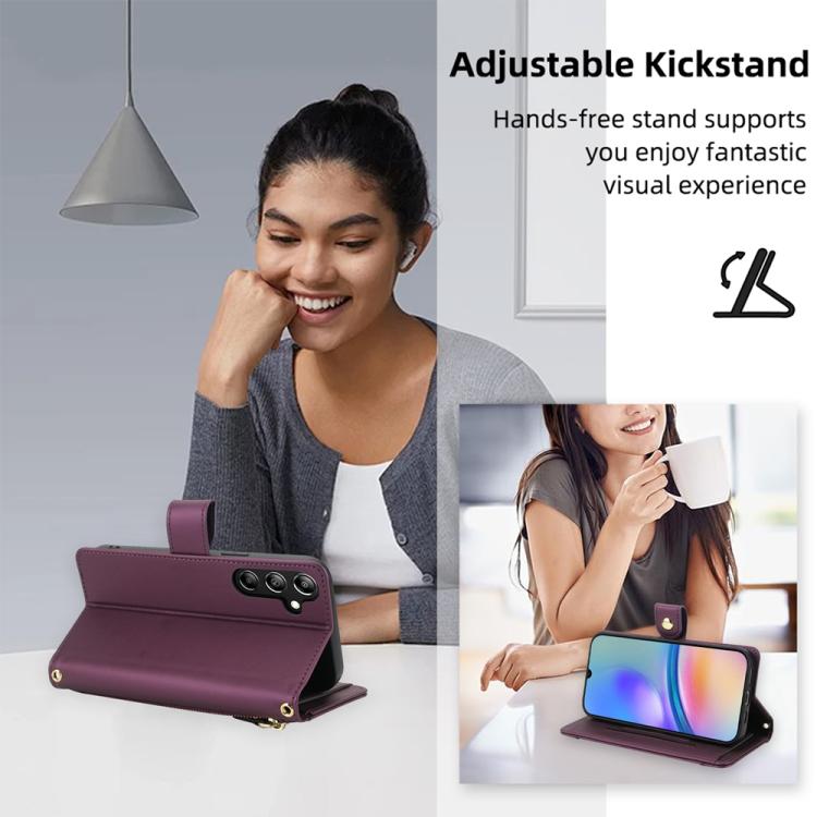 For Samsung Galaxy A05s Seven Card Slots Zipper Wallet Leather Phone Case with Lanyard