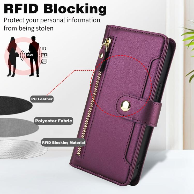 For Samsung Galaxy A05s Seven Card Slots Zipper Wallet Leather Phone Case with Lanyard