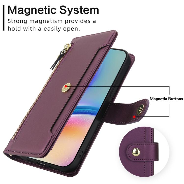 For Samsung Galaxy A05s Seven Card Slots Zipper Wallet Leather Phone Case with Lanyard