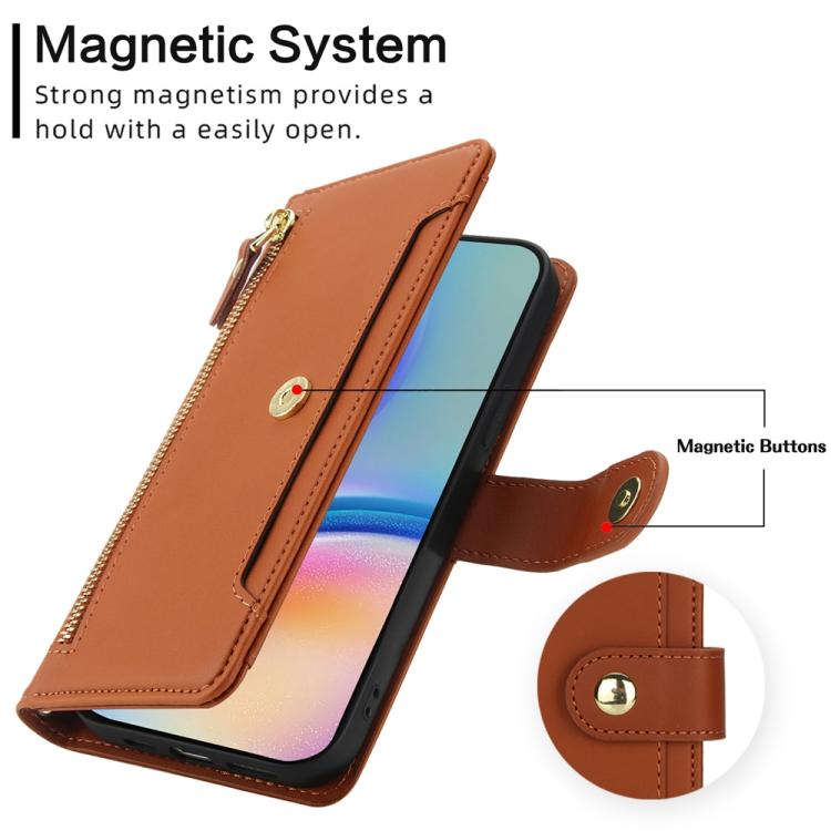For Samsung Galaxy A05s Seven Card Slots Zipper Wallet Leather Phone Case with Lanyard