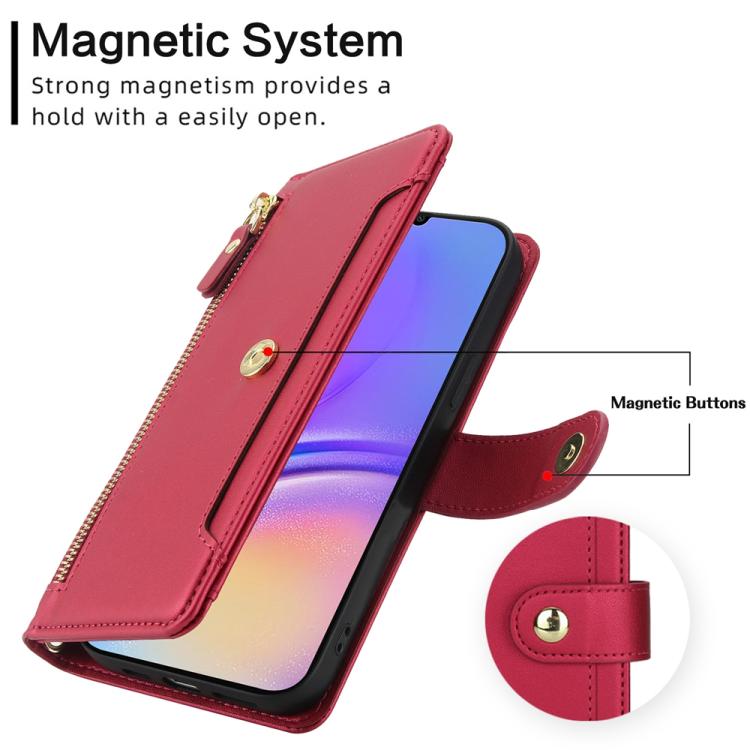 For Samsung Galaxy A05 / F05 / M05 Seven Card Slots Zipper Wallet Leather Phone Case with Lanyard