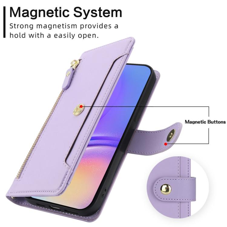 For Samsung Galaxy A05 / F05 / M05 Seven Card Slots Zipper Wallet Leather Phone Case with Lanyard