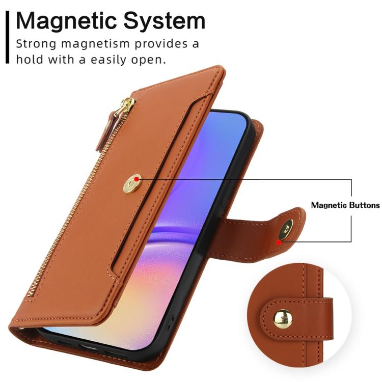 For Samsung Galaxy A05 / F05 / M05 Seven Card Slots Zipper Wallet Leather Phone Case with Lanyard