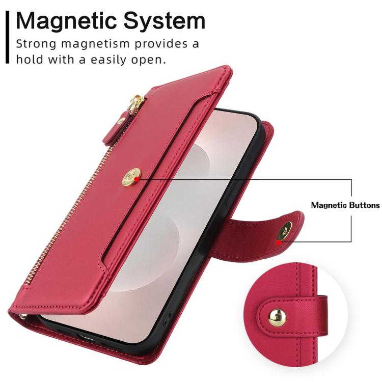 For Samsung Galaxy S25 Edge 5G Seven Card Slots Zipper Wallet Leather Phone Case with Lanyard