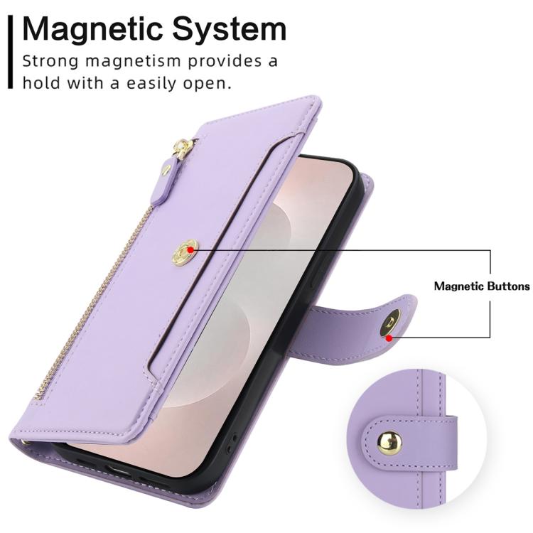 For Samsung Galaxy S25 Edge 5G Seven Card Slots Zipper Wallet Leather Phone Case with Lanyard