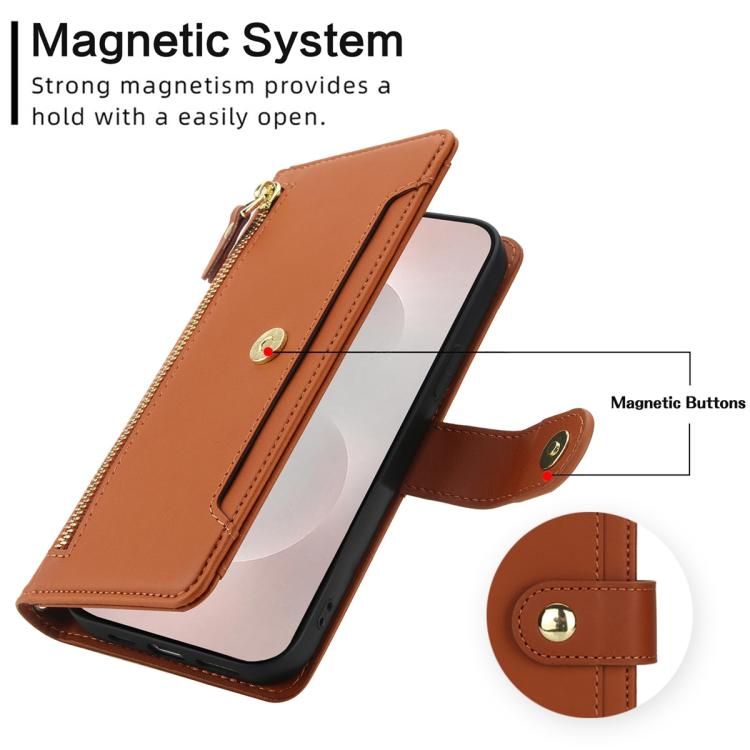 For Samsung Galaxy S25 Edge 5G Seven Card Slots Zipper Wallet Leather Phone Case with Lanyard