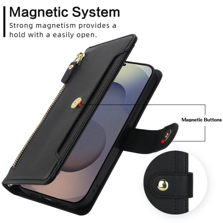 For Samsung Galaxy S25 Ultra 5G Seven Card Slots Zipper Wallet Leather Phone Case with Lanyard