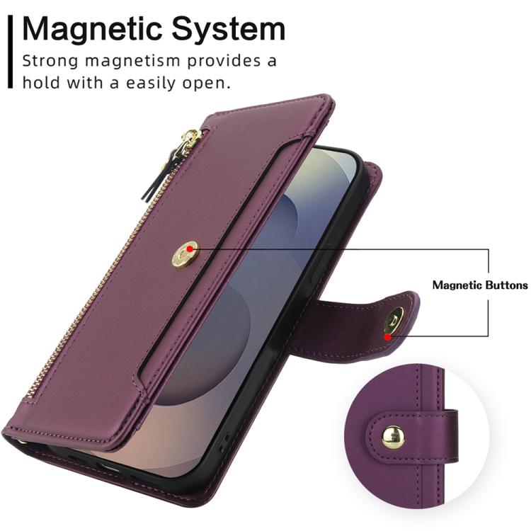 For Samsung Galaxy S25 Ultra 5G Seven Card Slots Zipper Wallet Leather Phone Case with Lanyard