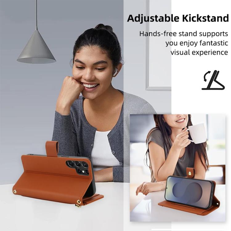 For Samsung Galaxy S25 Ultra 5G Seven Card Slots Zipper Wallet Leather Phone Case with Lanyard