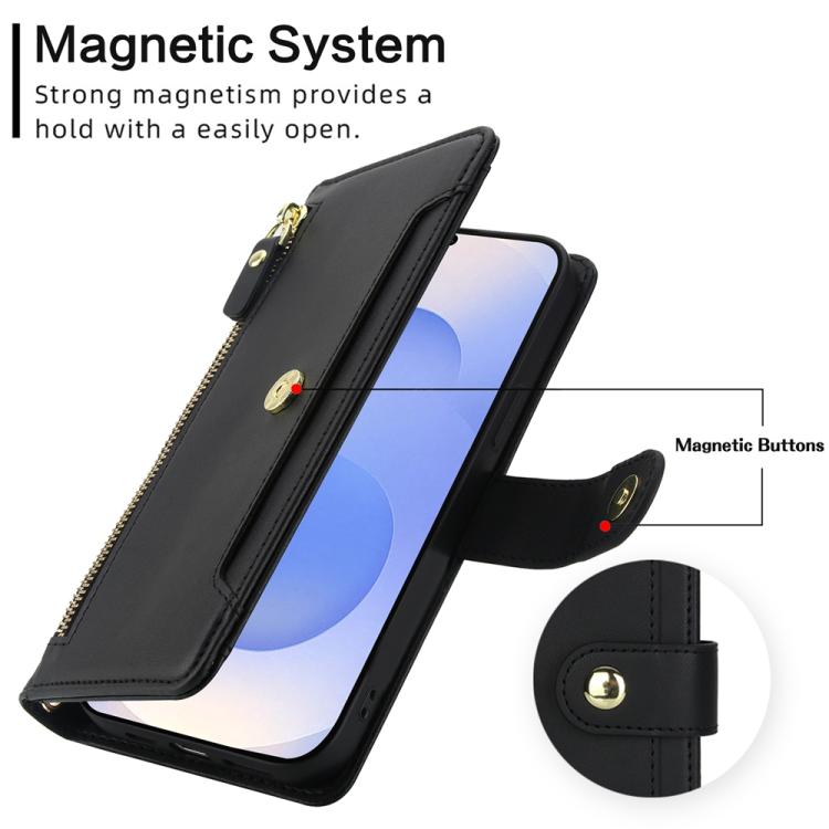 For Samsung Galaxy S25+ 5G / S24+ 5G Seven Card Slots Zipper Wallet Leather Phone Case with Lanyard