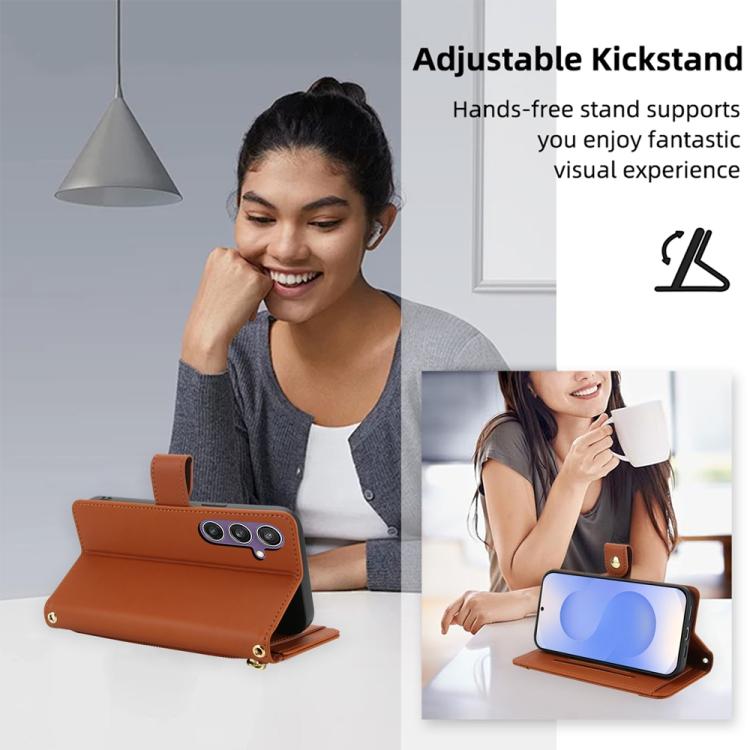 For Samsung Galaxy S25+ 5G / S24+ 5G Seven Card Slots Zipper Wallet Leather Phone Case with Lanyard