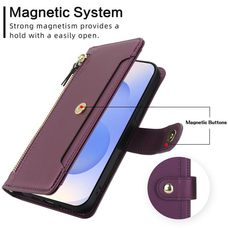 For Samsung Galaxy S25 FE 5G Seven Card Slots Zipper Wallet Leather Phone Case with Lanyard