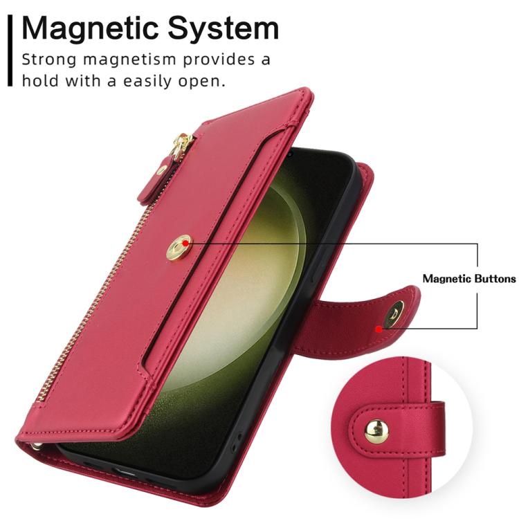 For Samsung Galaxy S23 Ultra 5G Seven Card Slots Zipper Wallet Leather Phone Case with Lanyard